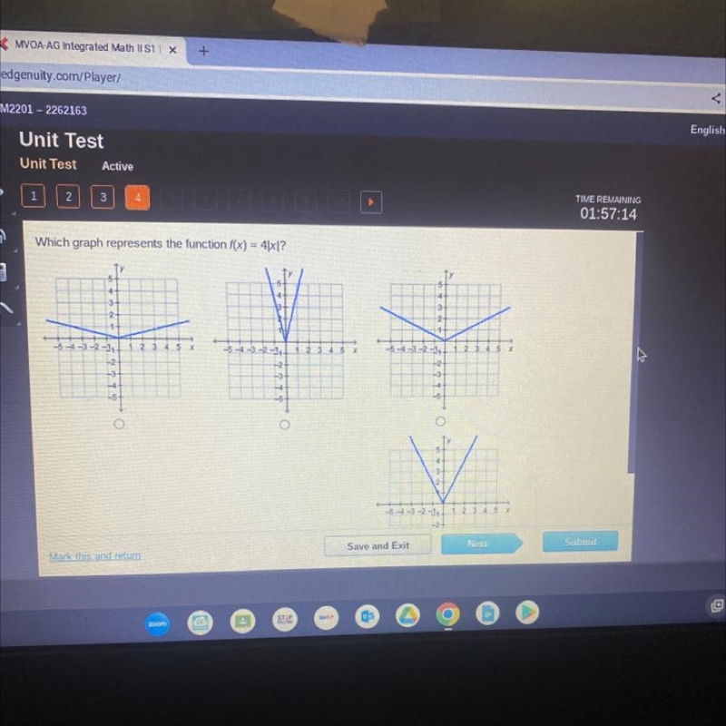 Which graph represents the function f(x) = 4|x|?-example-1