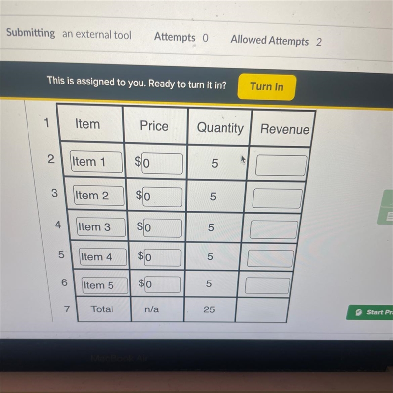 in the interactive below, fill out five products for a company and sells in column-example-1