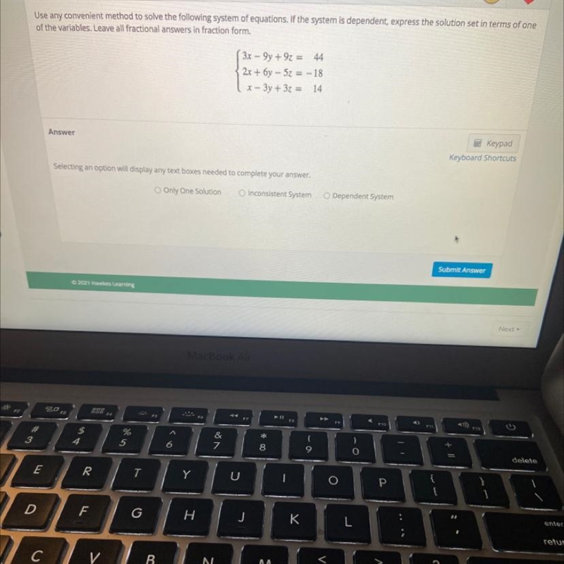 use any convenient method to solve the following system of equations. if the system-example-1