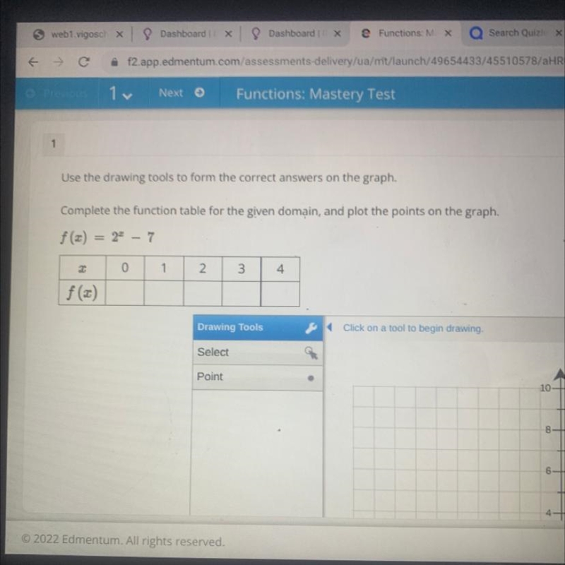 Complete the function table for given domain, and plot points on the graph￼-example-1