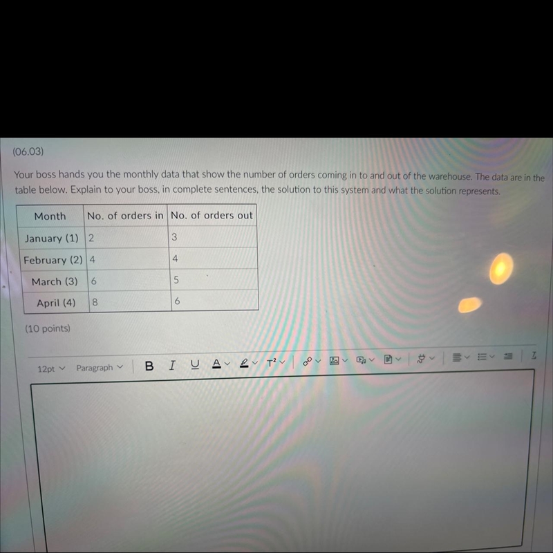 I got y=1/2x for point slope formula, how would I explain what the solution is and-example-1