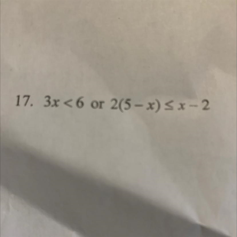 17)Solve each equation or inequality. Write solutions to inequalities in interval-example-1