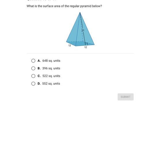 What is the surface area of the regular pyramid below?1212-example-1