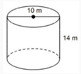 Find the volume of the cylinderA) 4,396 m^3B) 1,099 m^3C) 879.2 m^3D) 439.6 m^3-example-1