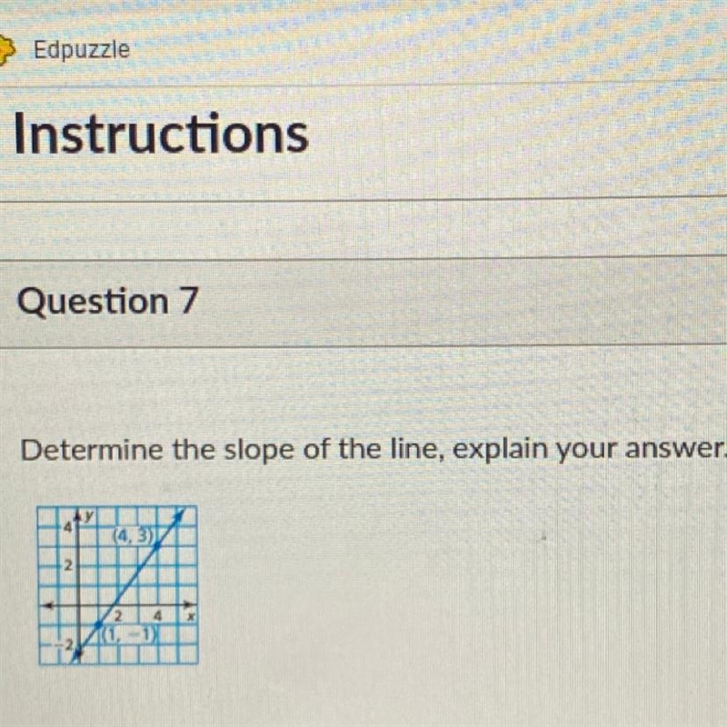 Determine the slope of the line, explain your answer.-example-1