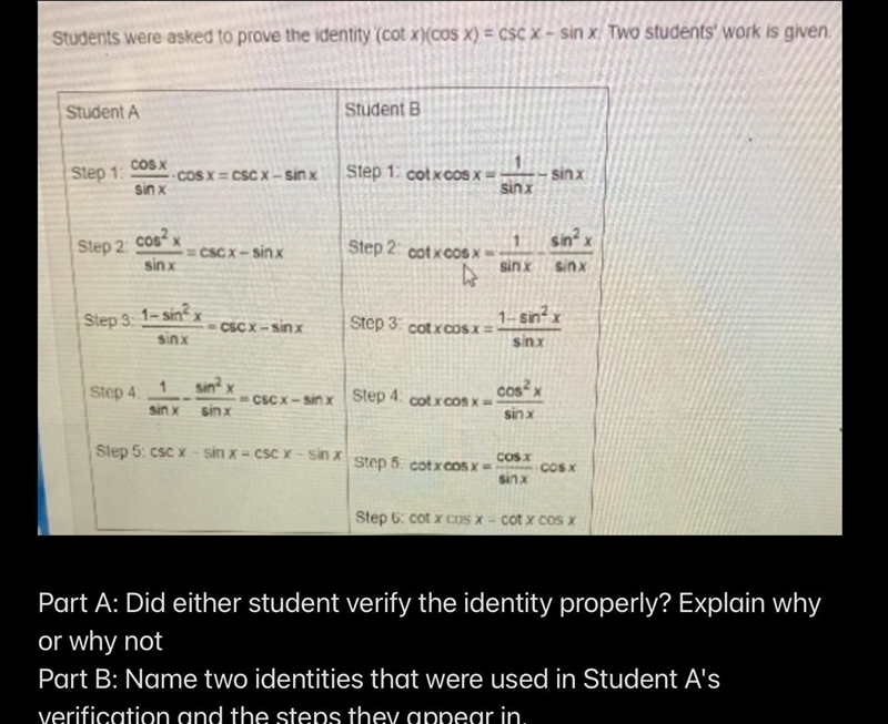 Can u pls help me solve! I am reviewing for a final.Part A: Did either student verify-example-1