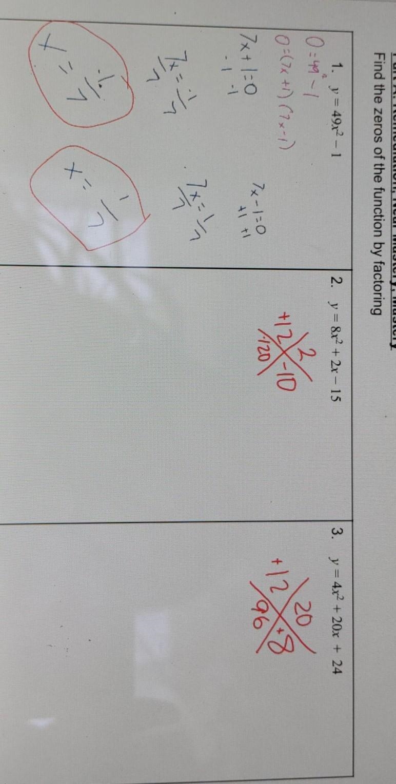 Algebra 1B CP find the zeros of the function by factoring-example-1