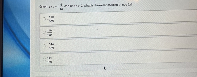 What is the exact solution of cos 2x? Thank you!-example-1