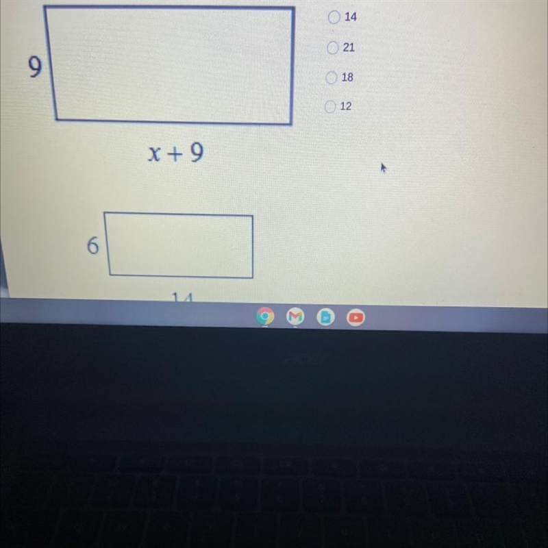 Solve for x. The number that is cut off is 14. Suppose that both figures are similar-example-1