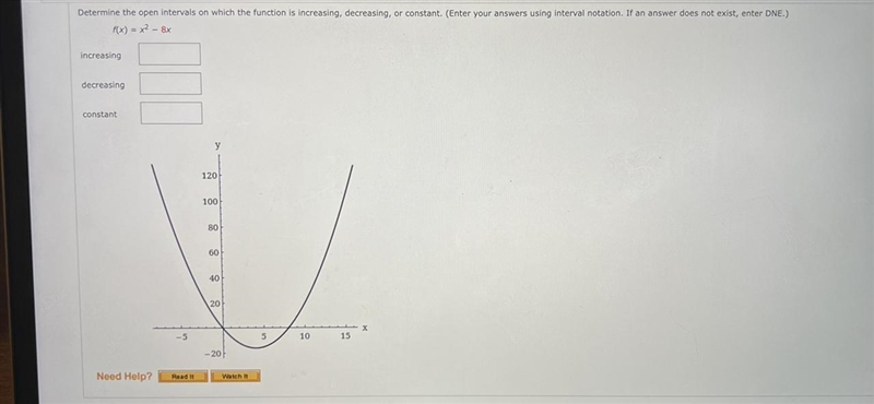 Determine the open intervals on which the function is increasing, decreasing, or constant-example-1