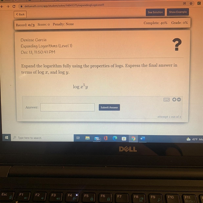 Expand the logarithm fully using the properties of logs. Express the final answer-example-1