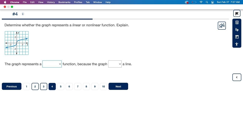 Determine whether the graph represents a linear or nonlinear function. Explain.The-example-1