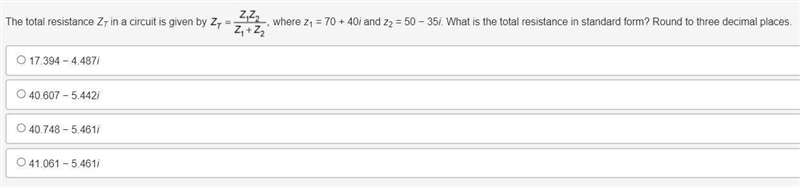 The total resistance ZT in a circuit is given by Z sub t equals quantity z sub 1 times-example-1