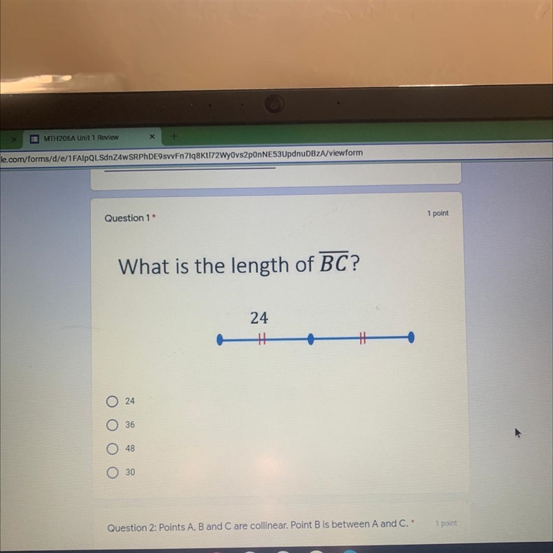 What is the length of BC? 24 36 48 30-example-1