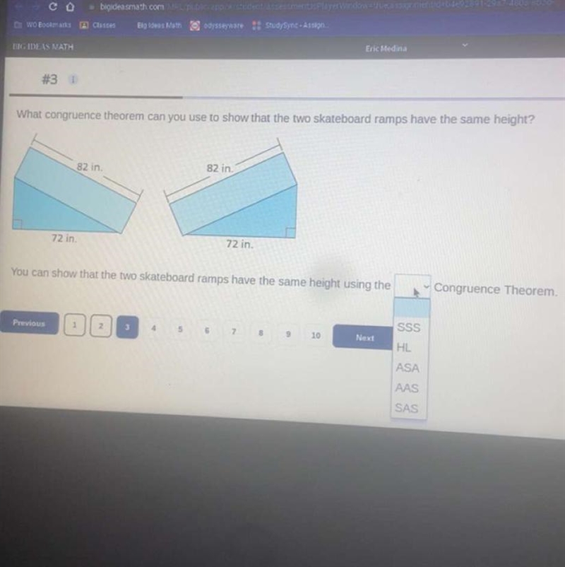 What congruence theorem can you use to show that the two skateboard ramps have the-example-1