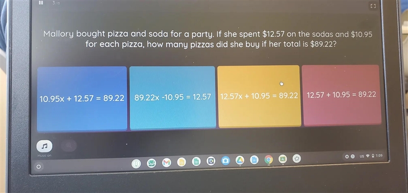 Mallory bought a pizza and sodas for her birthday party. If she spent$12.57 on the-example-1