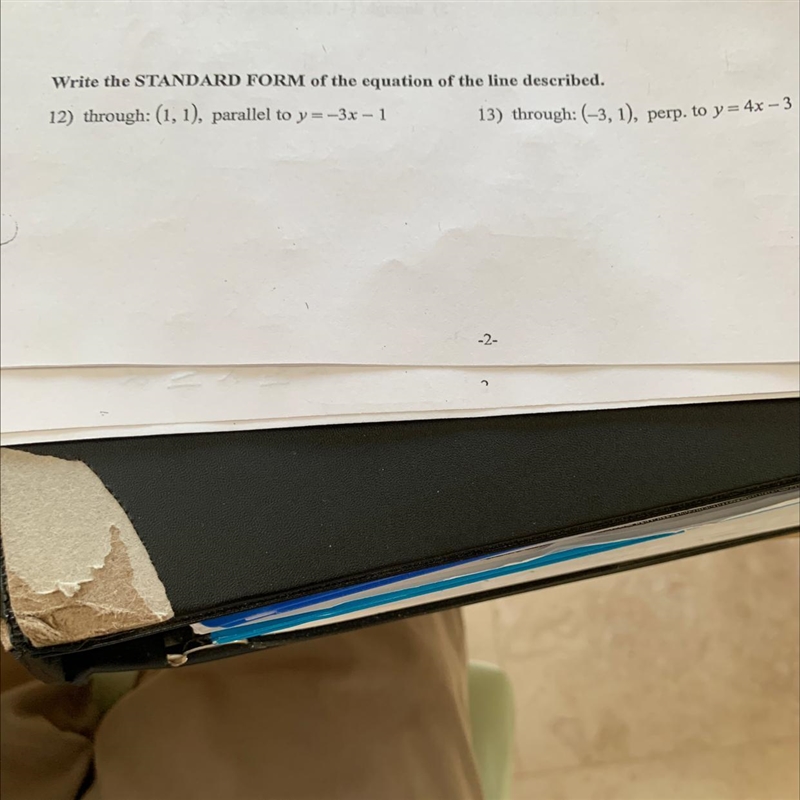 Write the standard form of the equation of the line described. a) through (1,1) , parallel-example-1