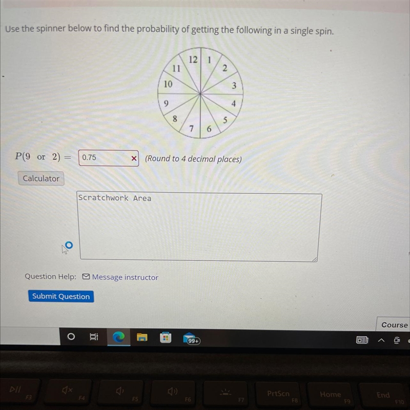 Use the spinner below to find the probability of getting the following in a single-example-1