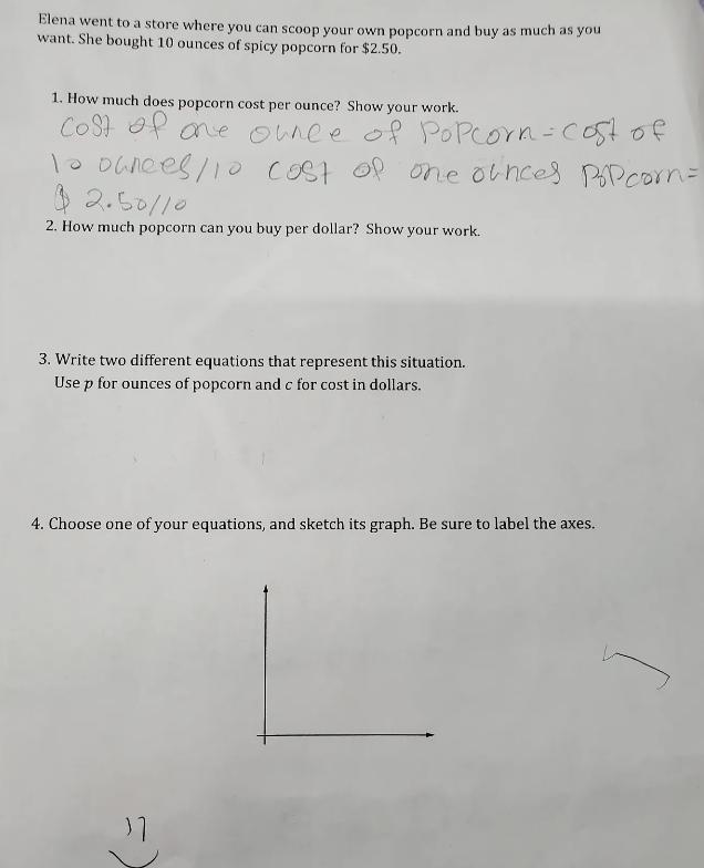 3. Write two different equations that represent this situation. Use p for ounces of-example-1