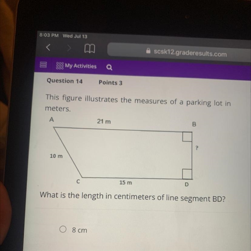 This figure illustrates the measures of a parking lot in meters. What is the length-example-1