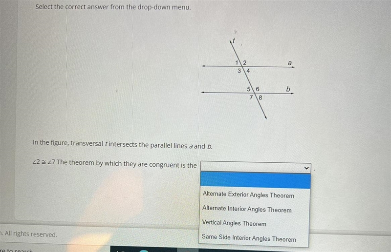 The theorem by which 2 and 7 are congruent is the…-example-1