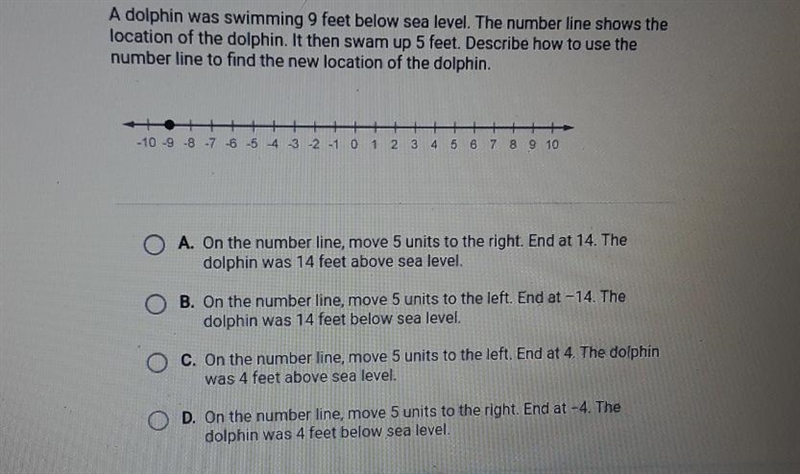 imming 3 feet below sea level. The number line shows thelocation of the dolphin. It-example-1