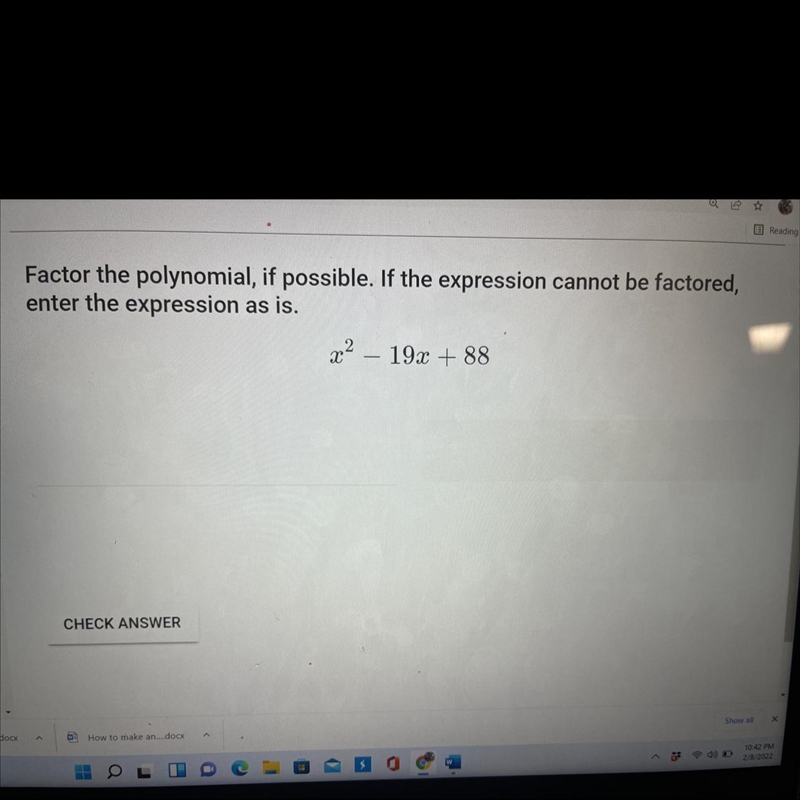 Factor the polynomial if possible. If the expression cannot be factored enter-example-1