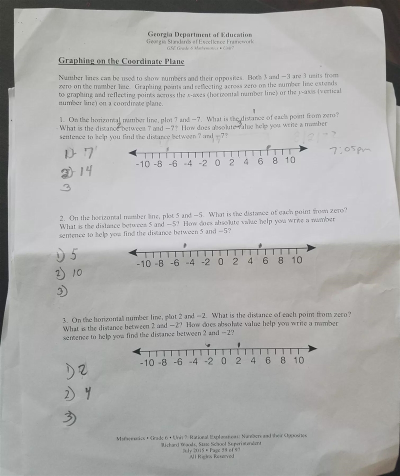 graphing on the coordinate plane how does absolute value help you write a number sentence-example-1