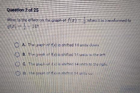 What is the effect on the graph of f(x) = 1//x when it is transformed to g(x) = (1/x-example-1