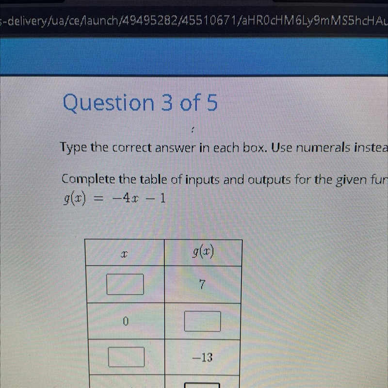 Complete the table of inputs and outputs for the given function-example-1