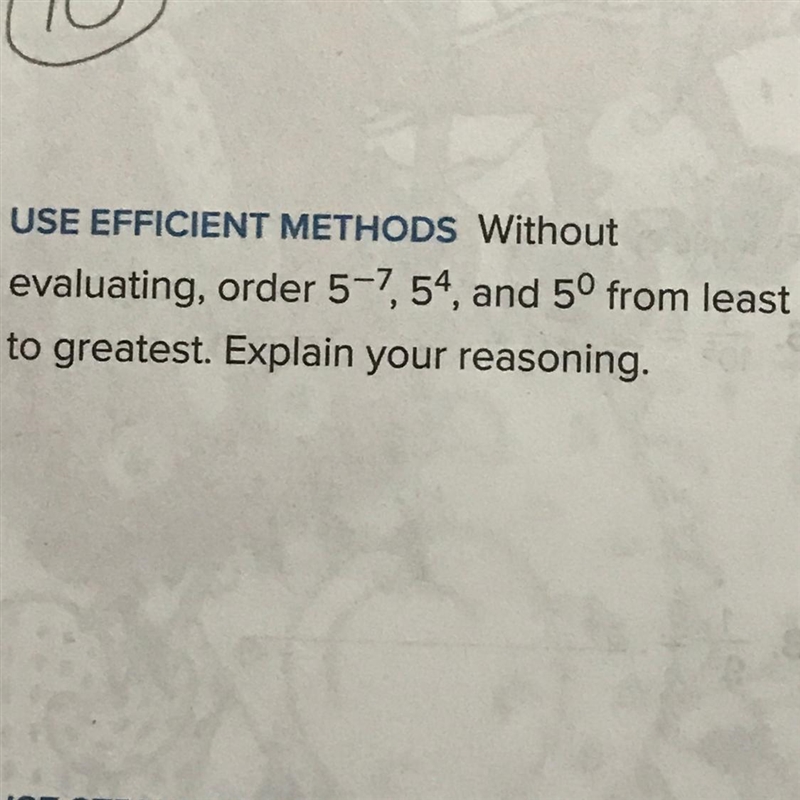 15. USE EFFICIENT METHODS Without evaluating, order 5-7, 54, and 50 from least to-example-1