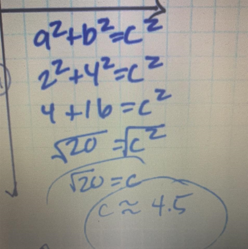 Find the distance between the two points.(-3, -1) (-1,-5) We have to use a^2 + b^2 = c-example-1