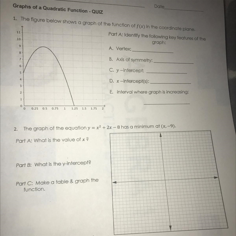 1. The figure below shows a graph of the function of f(x) in the coordinate plane-example-1