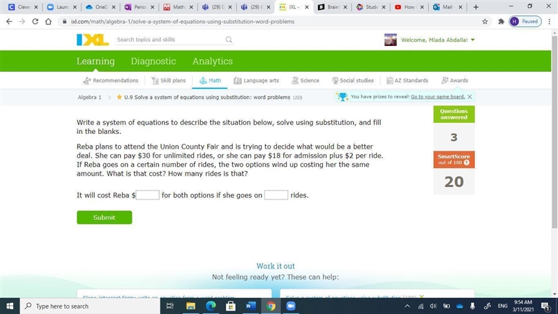 Write a system of equations to describe the situation below, solve using substitution-example-1