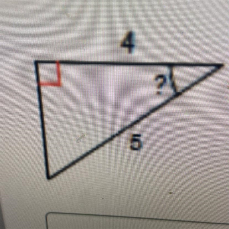 Find the measure of the angle marked with a guestion mark using inverse trig functions-example-1