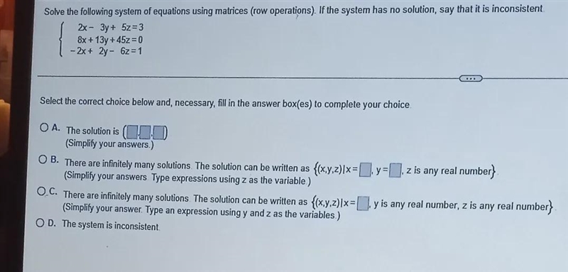 need help with this question. this is the rref \begin{gathered}1 \: 1.625 \: 5.625 \: 0 \\ 0 \: 1 \: \: 1 \: - .48 \\ 0 \: \: \: 0 \: \: \: 1\end-example-1