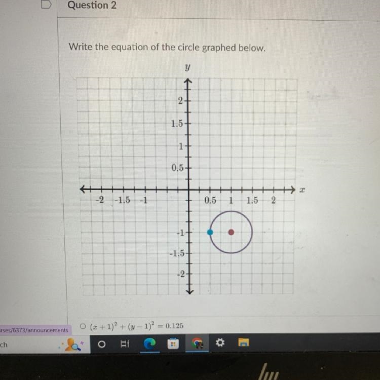 Write the equation of the circle graphed below-example-1