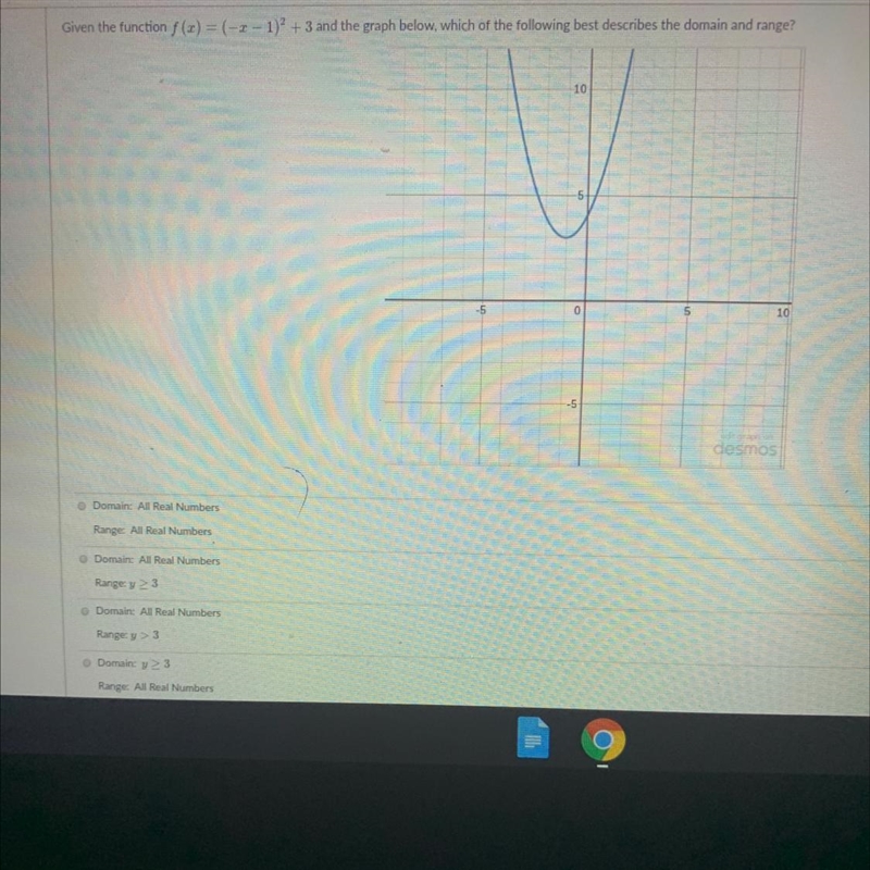 Given the function and the graph below, which of the following best describes the-example-1