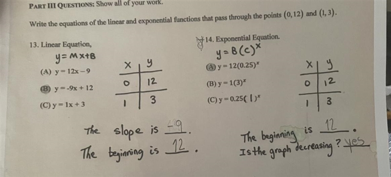 I need help on number 14 and not sure if I got the right answer and did the table-example-1