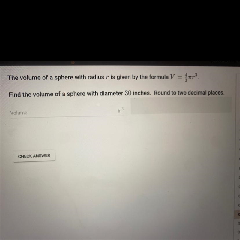 The volume of a sphere is a radius r is given by the formula V=4/3For the volume of-example-1