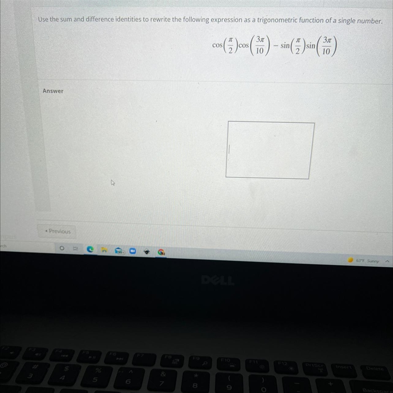 Use the sum and difference identities to rewrite the following expression as a trigonometric-example-1