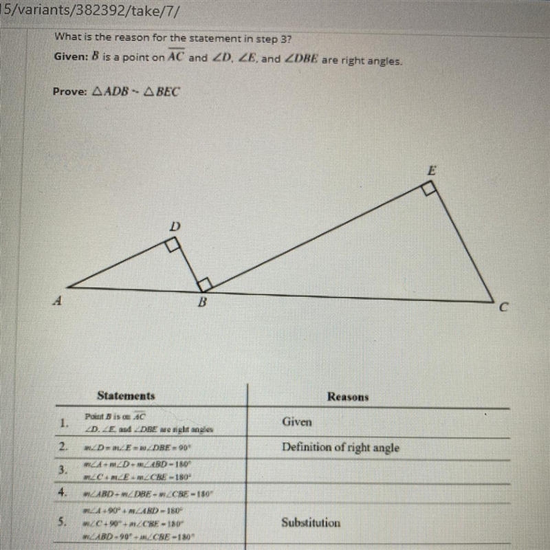 A. triangle sum theorem b. definition of supplementary c. linear pair postulate-example-1