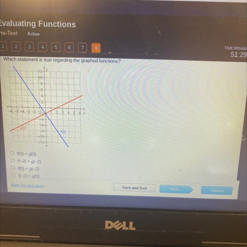 Which statement is true regarding the graphed functions?121x1086-6-5-4-3-2-12 3 4 5 6 x-example-1