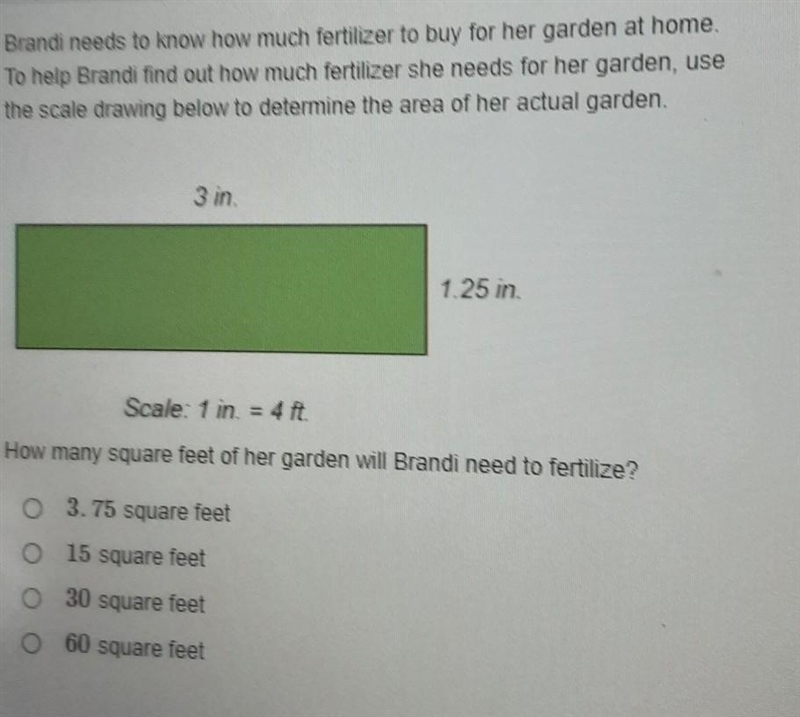 Brandi needs to know how much fertilizer to buy for her garden at home. to help brandi-example-1