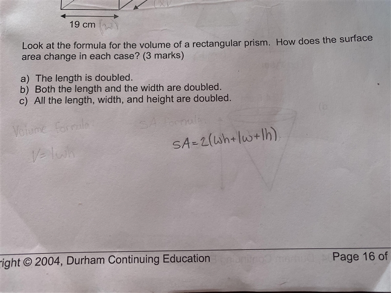 look at the formula for the volume of a rectangular prism. how does the surface area-example-1