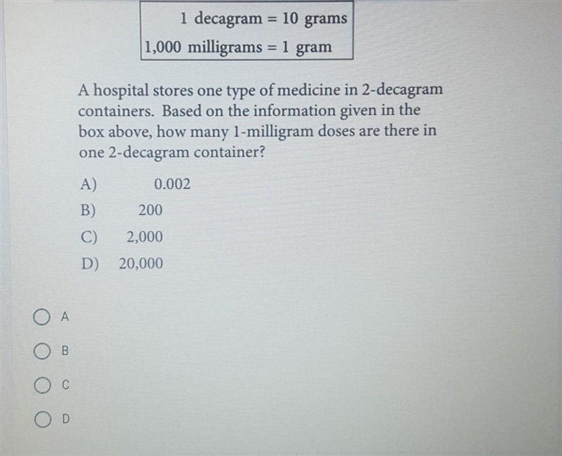 How manh 1- miligram doses are there in one 2- decagram container?-example-1