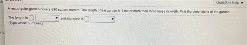 A rectangular garden covers 690 square meters. The length of the garden is 1 meter-example-1