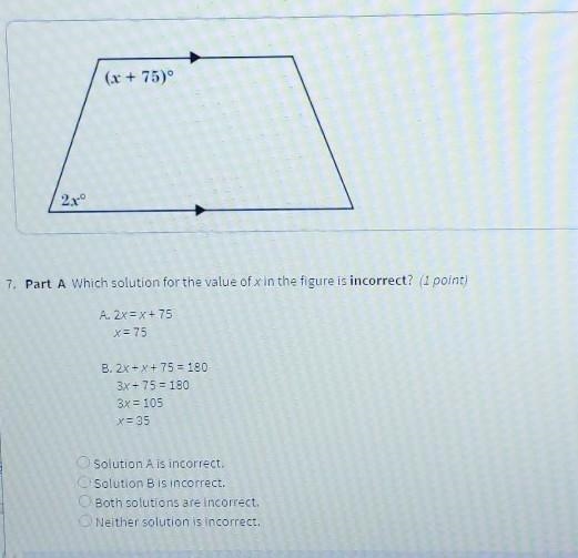 Which solution for the value of x in the figure is incorrect?-example-1