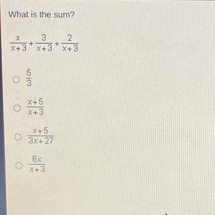 What is the sum?х 3 2++X+ 3X+ 3X+ 3LD 100X+5X+ 3x+5O 3x+276xX+ 3-example-1