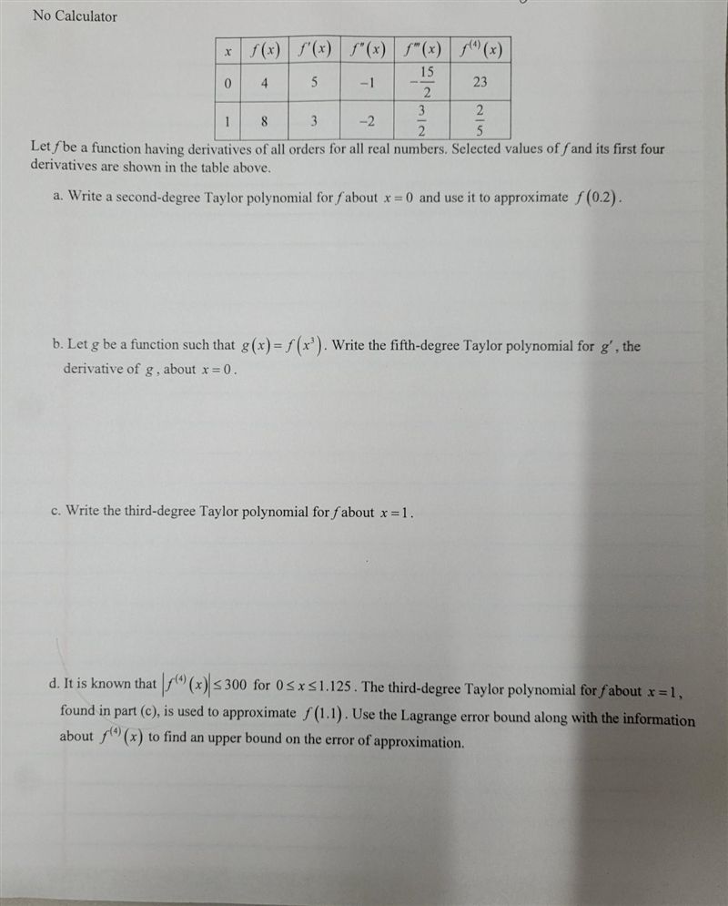 Let ſbe a function having derivatives of all orders for all real numbers. Selected-example-1